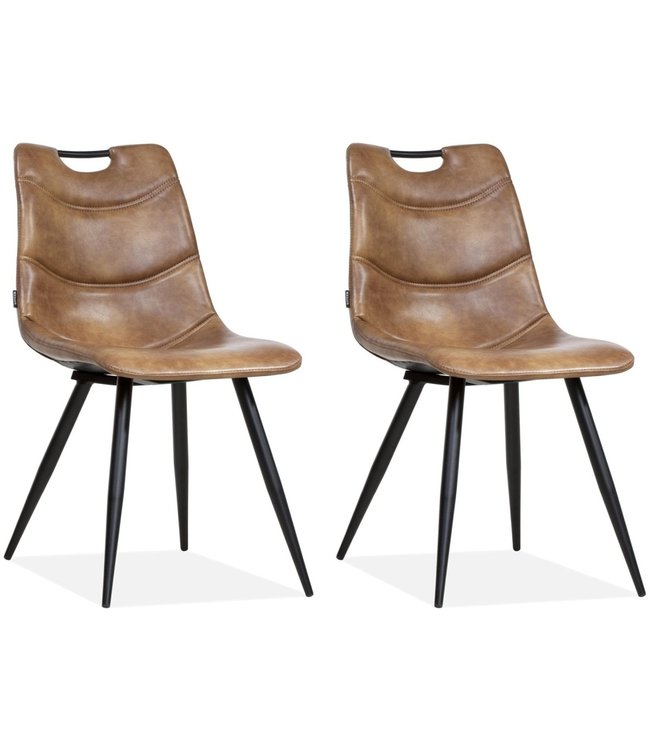 MX Sofa Stuhl Barossa Farbe Cognac (Set mit 2 Stühlen)