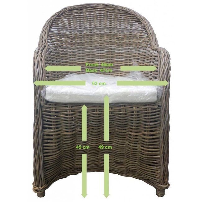 Decomeubel Rattan Chair Kubu Gray with white Cushion - set of 4 chairs