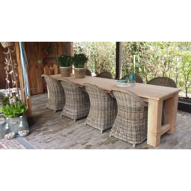 Decomeubel Rotan Stoel Kubu Grey met wit Kussen - set van 4 stoelen