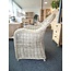Decomeubel Krzesło Rattanowe Kubu Szare z białą poduszką - zestaw 6 krzeseł