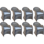 Decomeubel Krzesło rattanowe Kubu szare z białą poduszką - 8 krzeseł