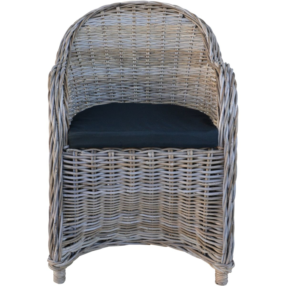 Rattan Chair Kubu Gray with black Cushion - 2 chairs - Decomeubel