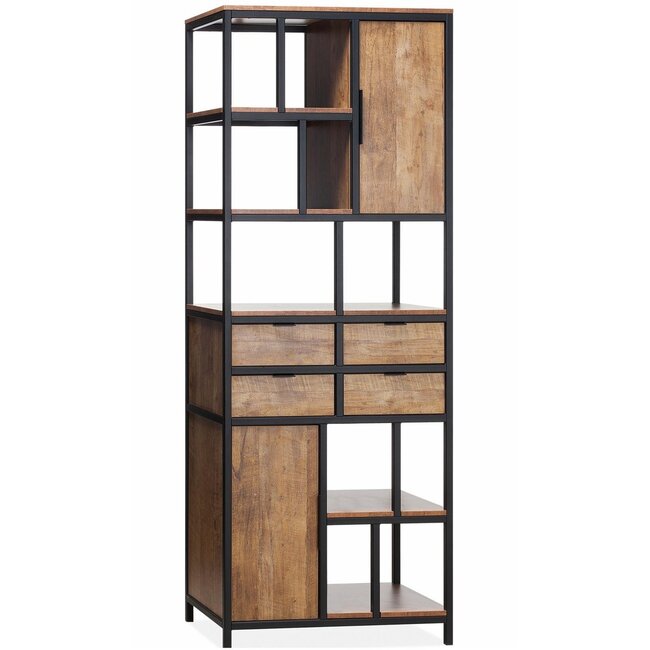 Lamulux Armoire murale Bombay - Small - 2 portes, 4 tiroirs, 5 compartiments ouverts