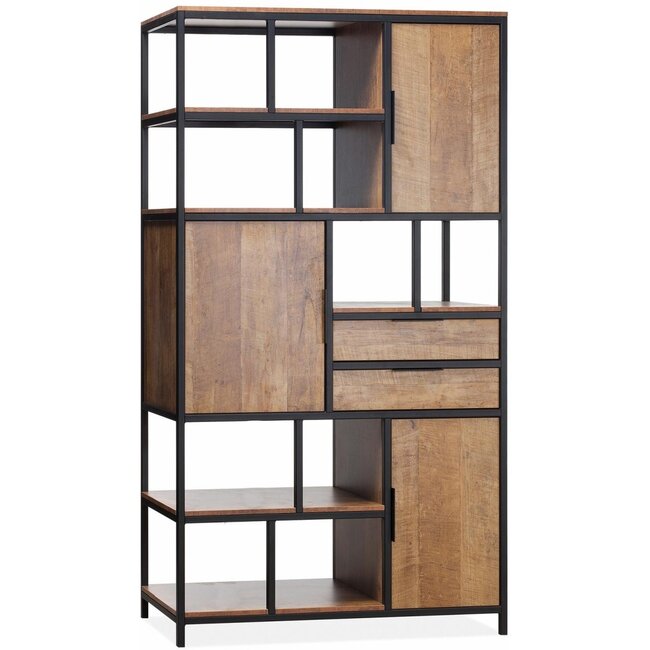 Lamulux Armoire murale Bombay - Large - 3 portes, 2 tiroirs, 5 compartiments ouverts