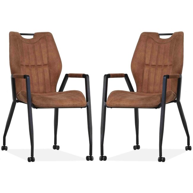 MX Sofa Stuhl Olympic mit Rollen – Cognac – 2er-Set