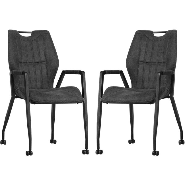 MX Sofa Stoel Olympic met wielen - Antraciet - set van 2 stuks