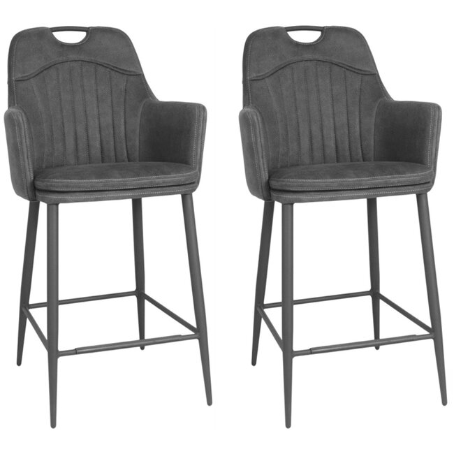 MX Sofa Krzesło barowe Morris - Antracyt (zestaw 2 krzeseł)