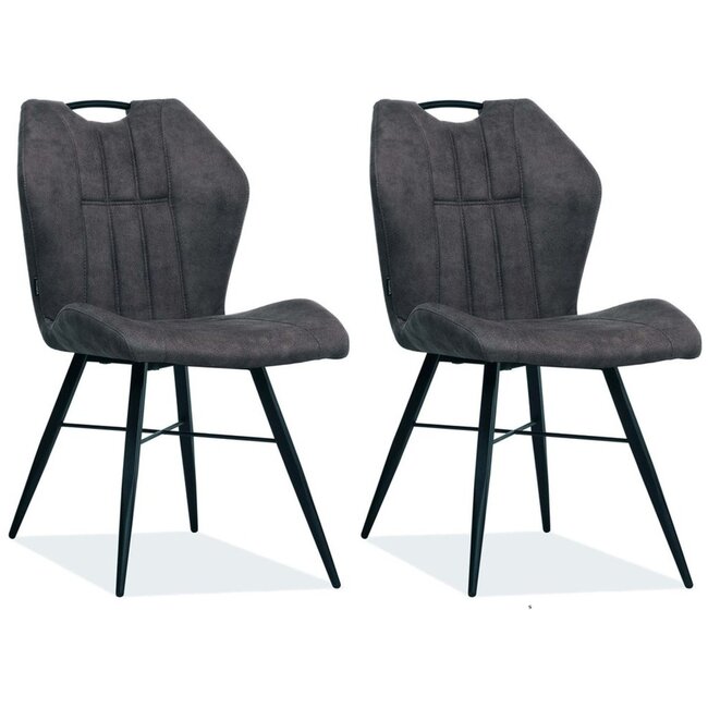 MX Sofa Chaise de salle à manger Scala luxor couleur : Anthracite (lot de 2 chaises)