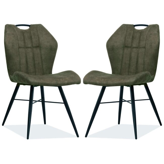 MX Sofa Esszimmerstuhl Scala Luxor Farbe: Moos (Set mit 2 Stühlen)
