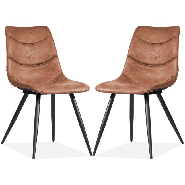 MX Sofa Stuhl Crazy - Cognac (2er-Set)