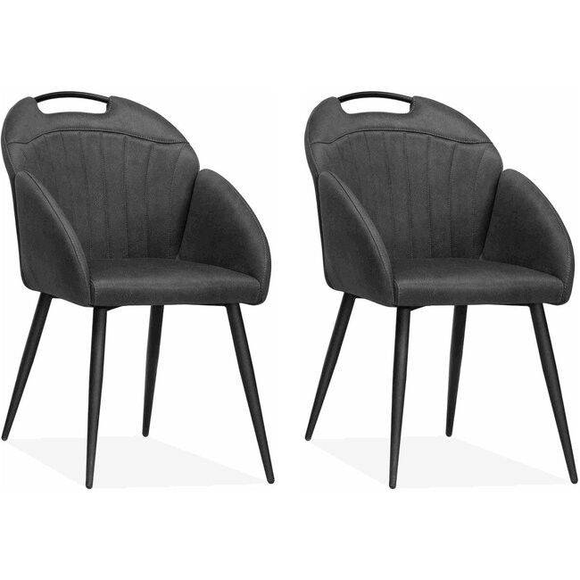MX Sofa Chaise Belize - Anthracite (lot de 2 chaises)