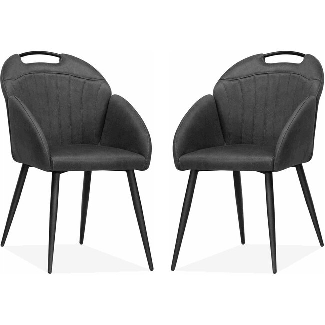 MX Sofa Stoel Belize - Antraciet (set van 2 stoelen)