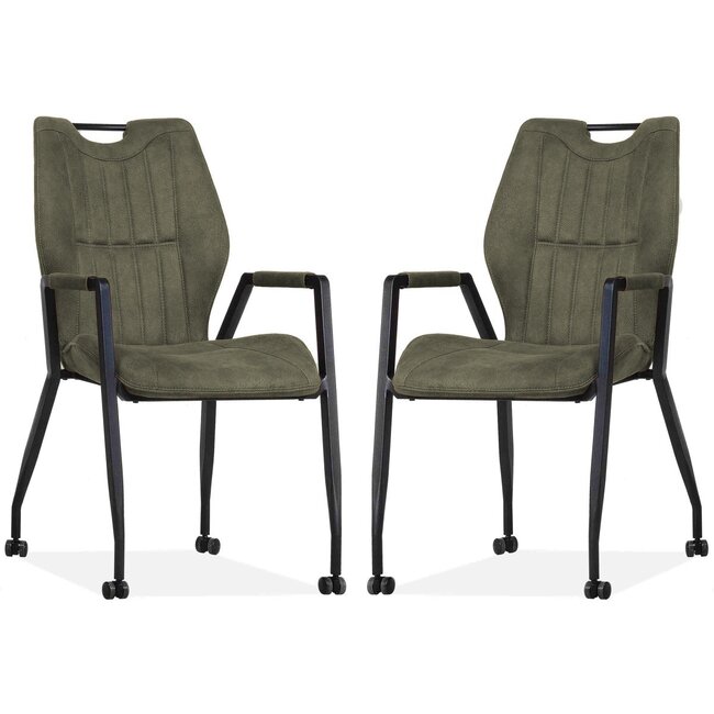 MX Sofa Stoel Olympic met wielen - Mosgroen - set van 2 stuks