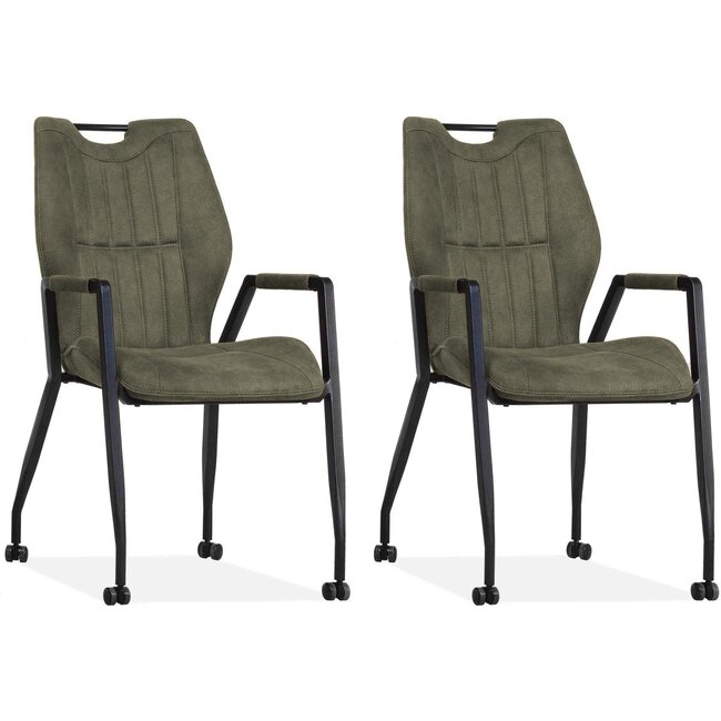 MX Sofa Chair Olympic with wheels - Moss green - set of 2 pieces