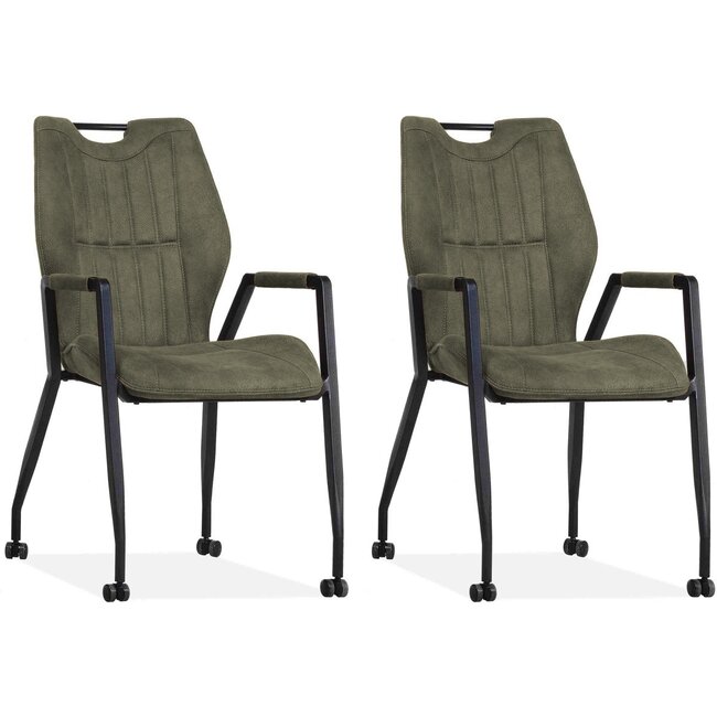 MX Sofa Chaise Olympic à roulettes - Vert mousse - lot de 2 pièces