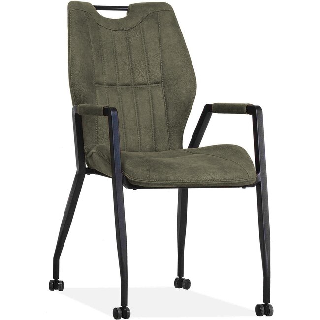 MX Sofa Krzesło Olympic na kółkach - Zielony mech - zestaw 2 szt