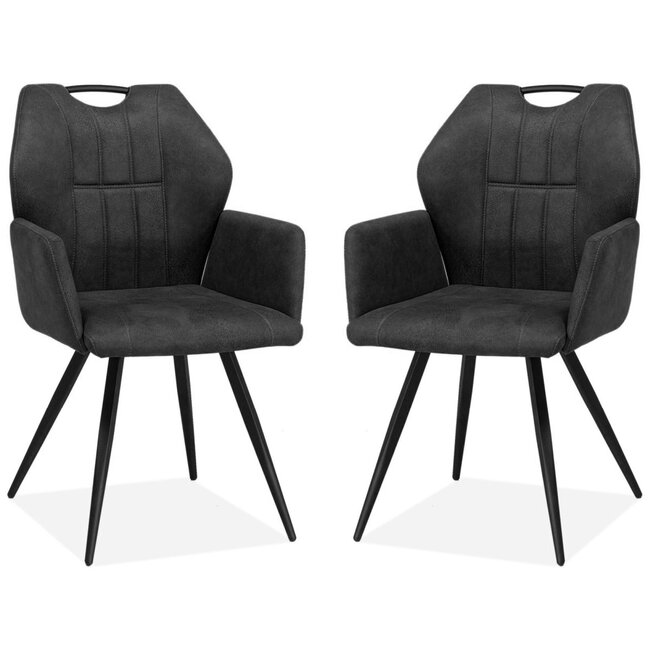 MX Sofa Krzesło do jadalni Puck - Antracyt (zestaw 2 krzeseł)