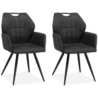 MX Sofa Chaise de salle à manger Puck - Anthracite (lot de 2 chaises)