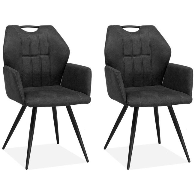 MX Sofa Eetkamerstoel Puck - Antraciet (set van 2 stoelen)