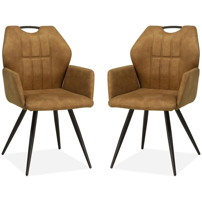 MX Sofa Chaise de salle à manger Puck - Cognac (lot de 2 chaises)