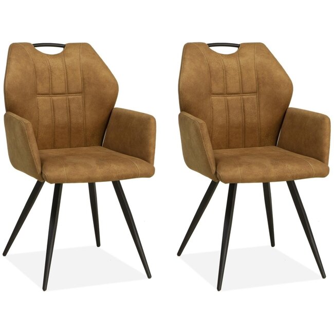 MX Sofa Eetkamerstoel Puck - Cognac (set van 2 stoelen)