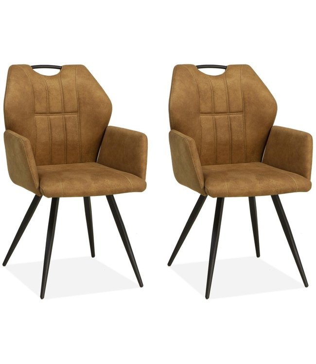 MX Sofa Chaise de salle à manger Puck - Cognac (lot de 2 chaises)