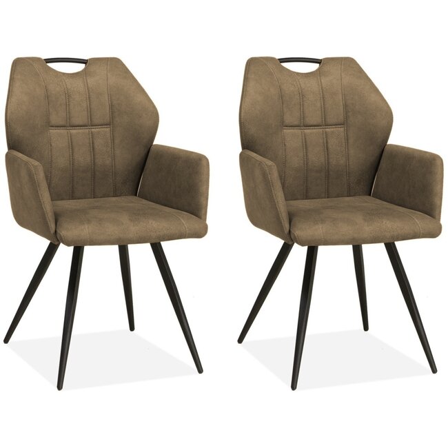 MX Sofa Eetkamerstoel Puck - Taupe (set van 2 stoelen)