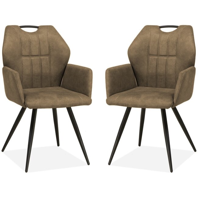 MX Sofa Chaise de salle à manger Puck - Taupe (lot de 2 chaises)