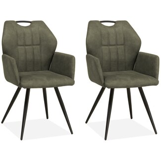 MX Sofa Chaise de salle à manger Puck - Vert mousse (lot de 2 chaises)