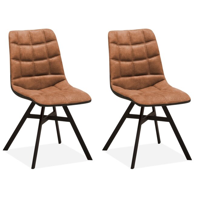 MX Sofa Chaise de salle à manger Nynke - Cognac (lot de 2 chaises)