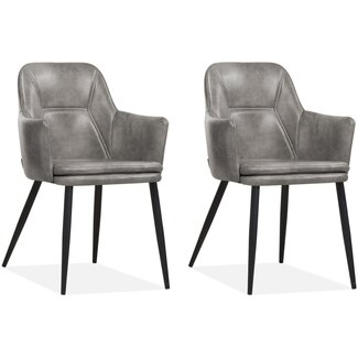 MX Sofa Krzesło Venz - Jasnoszary (zestaw 2 krzeseł)