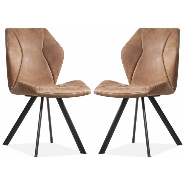MX Sofa Chaise de salle à manger Alicia - Cognac (lot de 2 chaises)