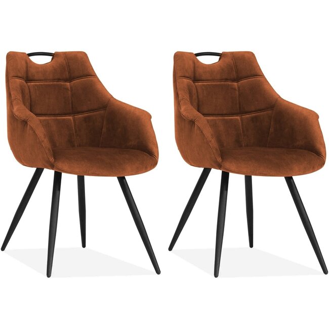 MX Sofa Eetkamerstoel Ayla - Cognac (set van 2 stoelen)