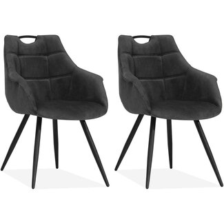 MX Sofa Eetkamerstoel Ayla - Antraciet (set van 2 stoelen)