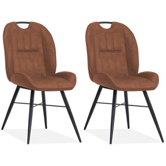 MX Sofa Chaise de salle à manger Shelton - Cognac (lot de 2 chaises)