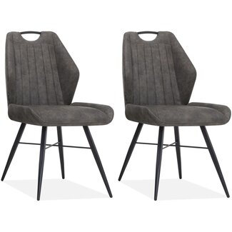 MX Sofa Eetkamerstoel Torro - Antraciet (set van 2 stoelen)