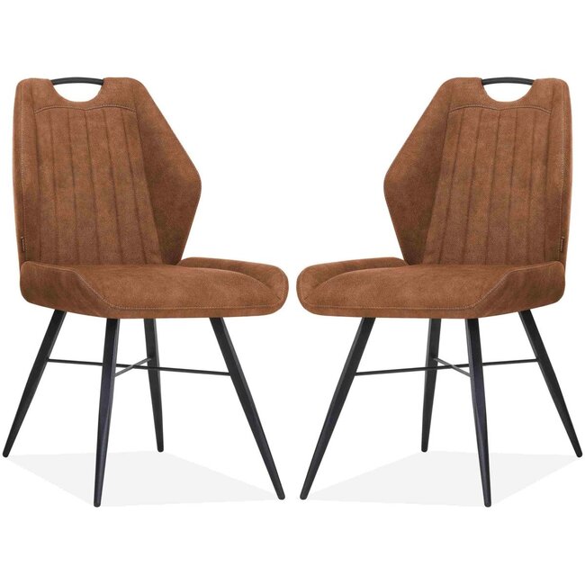 MX Sofa Esszimmerstuhl Torro Luxor Farbe: Cognac (2er-Set)