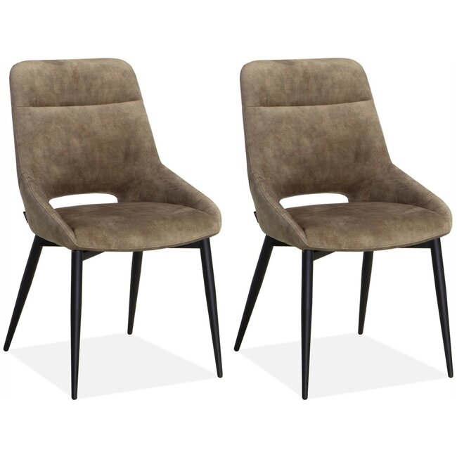 MX Sofa Chaise de salle à manger Chili en tissu velours luxueux - Latte (lot de 2 chaises)