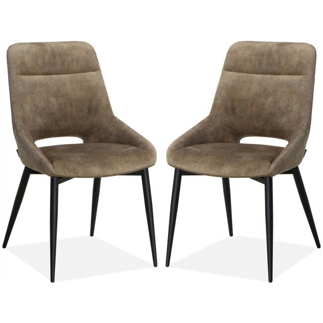 MX Sofa Esszimmerstuhl Chili aus luxuriösem Samtstoff – Latte (Set mit 2 Stühlen)