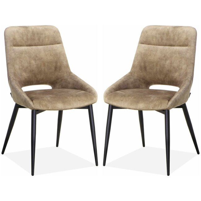 MX Sofa Chaise de salle à manger Chili en tissu velours luxueux - Sable (lot de 2 chaises)