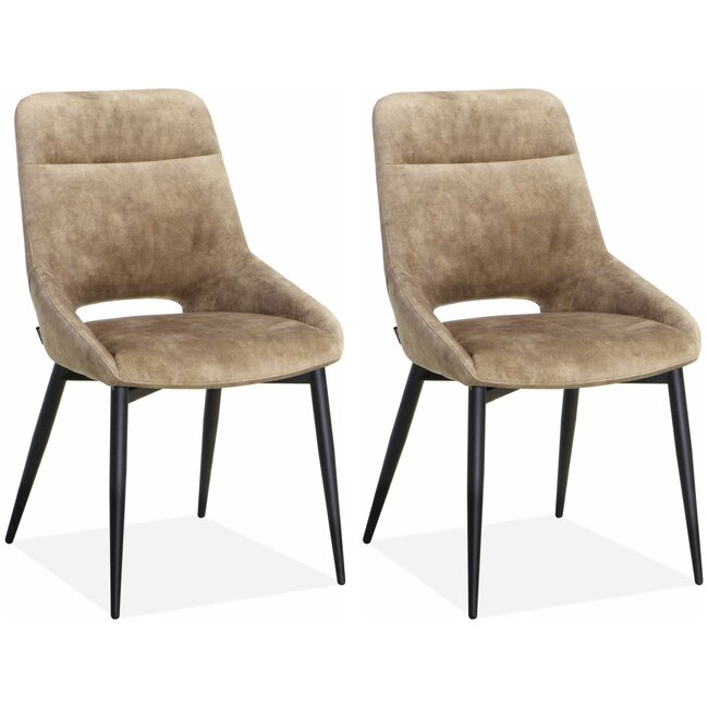 MX Sofa Krzesło do jadalni Chili z luksusowej aksamitnej tkaniny - Piasek (zestaw 2 krzeseł)