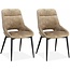 MX Sofa Krzesło do jadalni Chili z luksusowej aksamitnej tkaniny - Piasek (zestaw 2 krzeseł)