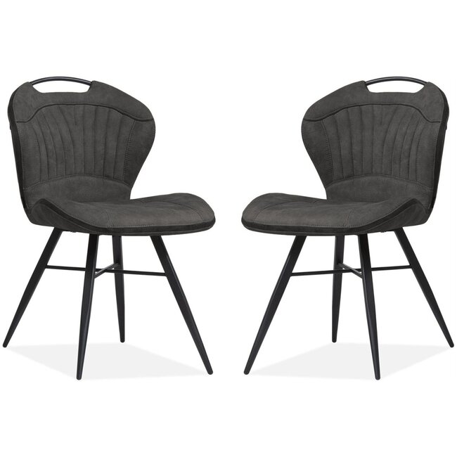 MX Sofa Esszimmerstuhl Splash Luxor - Farbe: Anthrazit (Set mit 2 Stühlen)