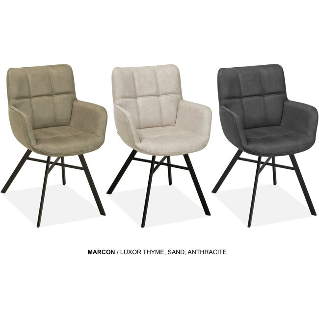 MX Sofa Eetkamerstoel Marcon - Antraciet (set van 2 stuks)