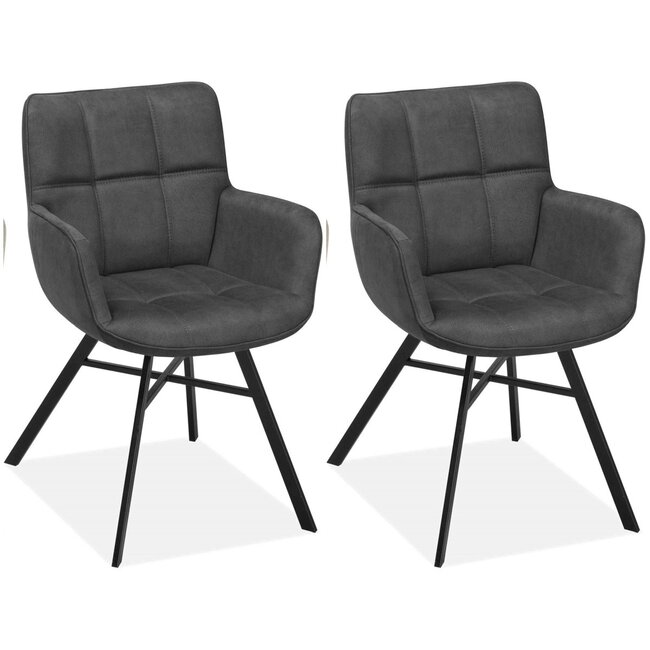 MX Sofa Krzesło do jadalni Marcon - antracytowe (zestaw 2 szt.)