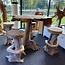 Decomeubel Table de bar en teck + 4 tabourets de bar en bois de racine