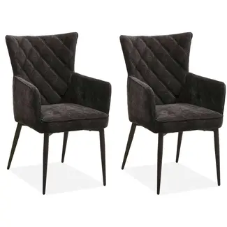 MX Sofa Eetkamerstoel Fleur - Black (set van 2 stoelen)