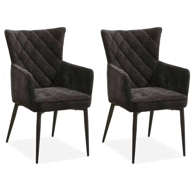 MX Sofa Krzesło do jadalni Fleur - Black (zestaw 2 krzeseł)
