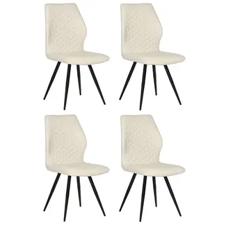 RV Design Eetkamerstoel Razz - Crest Ivoorwit (set van 4 stoelen)