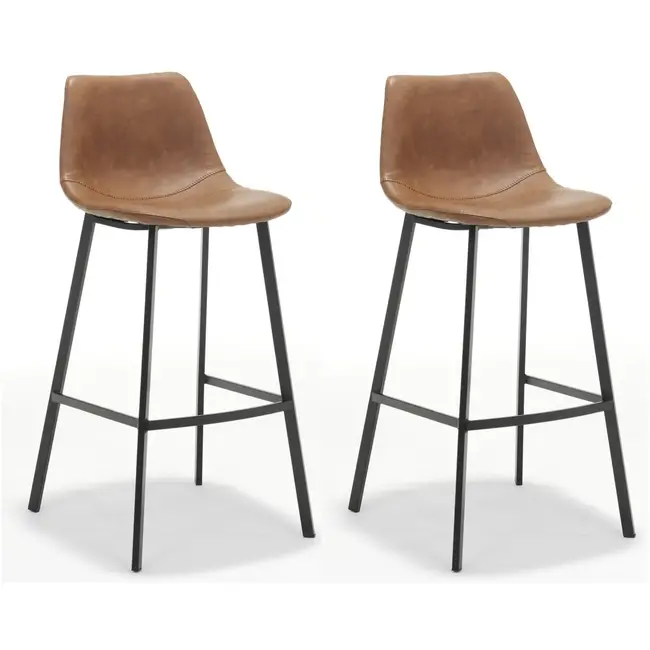 RV Design Chaise de bar Barita - Cognac (lot de 2 chaises)